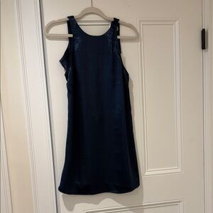 Free People Navy Blue Satin Tank Dress (Open-Back)